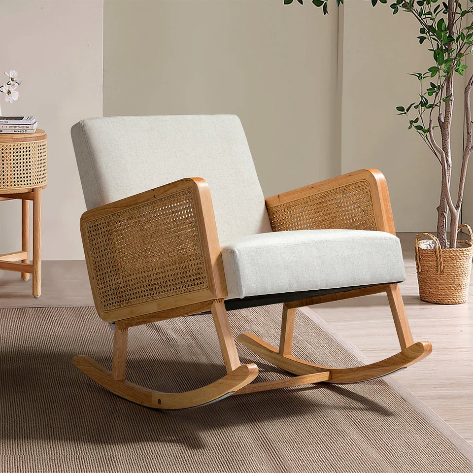 Serene Rhythm Rattan-Inlay Rocking Chair