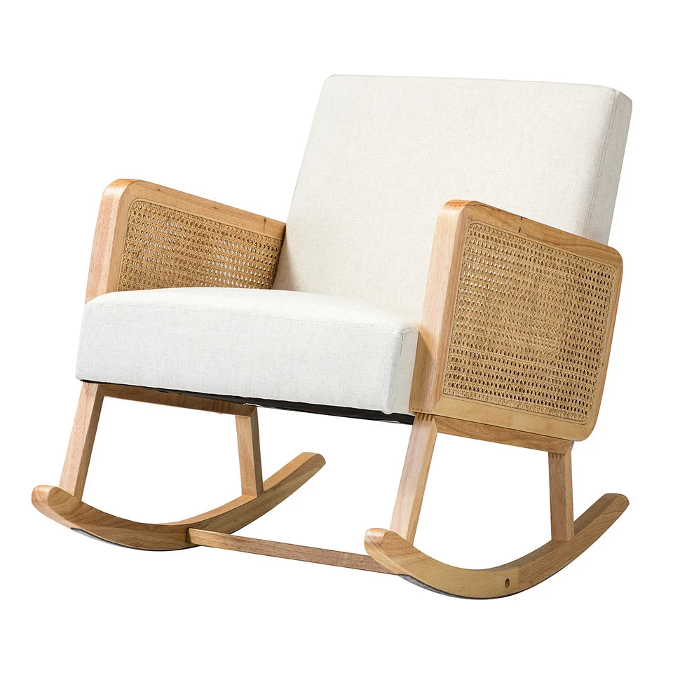 Serene Rhythm Rattan-Inlay Rocking Chair